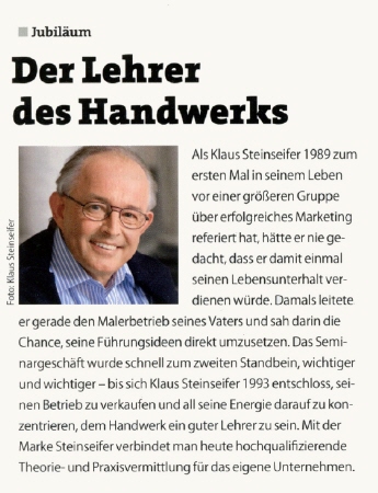 Klaus Steinseifer, der Lehrer des Handwerks | Mappe im Oktober 2014