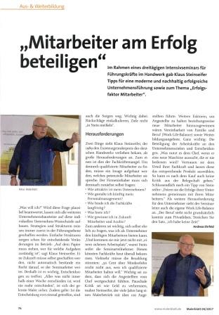 Mitarbeiter am Erfolg beteiligen - Malerblatt