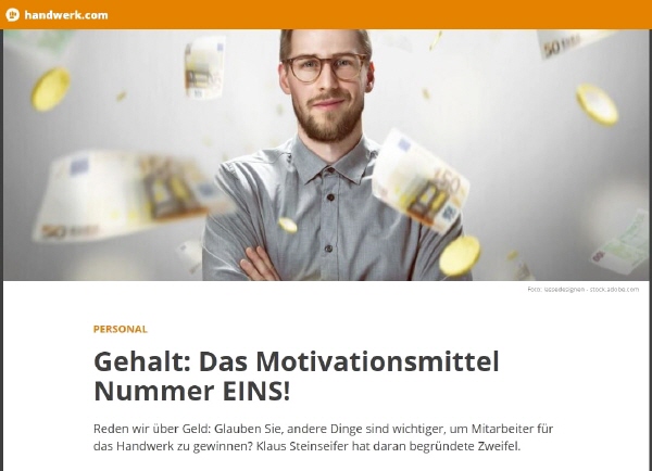 Personal - Gehalt: Das Motivationsmittel Nummer Eins - handwerk.com im Januar 2018.