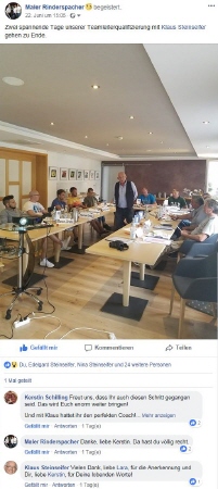 Malergeschäft Rinderspacher via Facebook zur Teamleiterqualifizierung von und mit Klaus Steinseifer