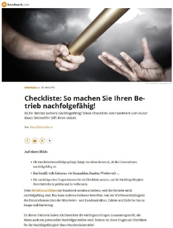 Checkliste Betriebsnachfolge von Klaus Steinseifer