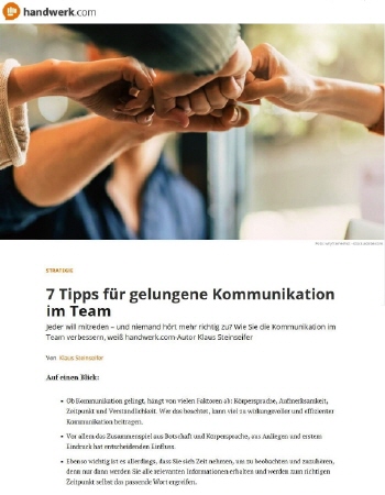 7 Tipps für die gelungene Kommunikation im Team | Autor Klaus Steinseifer