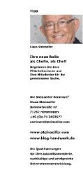 Der Tipp von Klaus Steinseifer | Ihre neue Rolle als Chefin, als Chef!