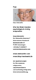 Der Tipp von Klaus Steinseifer | Wie Sie Ihren Kunden psychologisch richt ansprechen