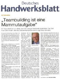 Klaus Steinseifer im Interview mit dem Deutschen Handwerksblatt zum Thema Teambildung im Febraur 2013