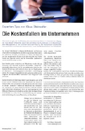 Expertentipp von Klaus Steinseifer: Die Kostenfallen im Unternehmen | Reinigungs Markt