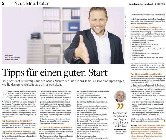 Tipps f&uuml;r einen guten Start | Norddeutsches Handwerk | Autor Klaus Steinseifer