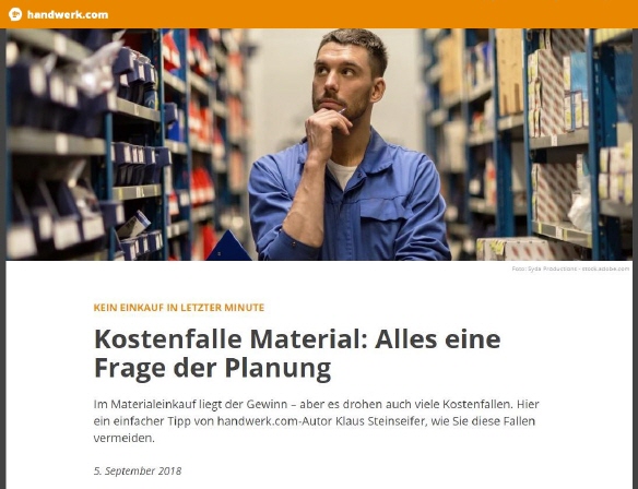 Kostenfalle Material | handwerk.com | Autor Klaus Steinseifer
