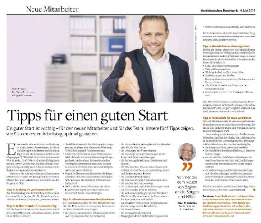 Neue Mitarbeiter - Tipps für einen guten Start | Norddeutsches Handwerk