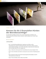 Die drei finanziellen H&uuml;rden der Betriebsnachfolge | Autor Klaus Steinseifer