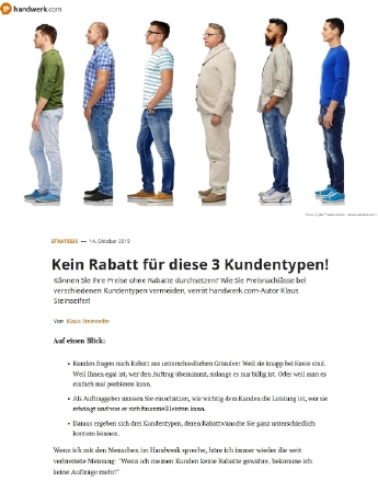 Kein Rabatt f&uuml;r diese 3 Kundentypen! | handwerk.com | Autor Klaus Steinseifer