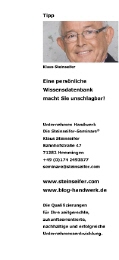 Der Tipp von Klaus Steinseifer | Eine pers&ouml;nlihe Wissensdatenbak macht Sie unschlagbar!