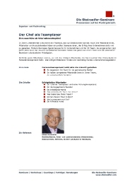 Experten- und Fachvortrag: Der Chef als Teamplayer von Klaus Steinseifer