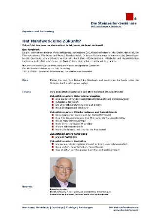 Experten- und Fachvortrag: Hat Handwerk eine Zukunft?