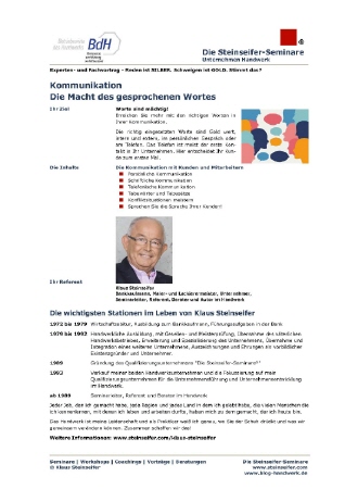 Expertenvortrag und Fachvortrag Kommunikation von und mit Klaus Steinseifer f&uuml;r die Betriebswirte des Handwerks in Stuttgart am 24. November 2023 5
