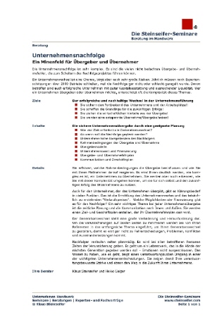 Beratung zur Unternehmensnachfolge