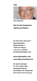 Der Tipp von Klaus Steinseifer | Wie Sie bei Angeboten richtig nachfassen