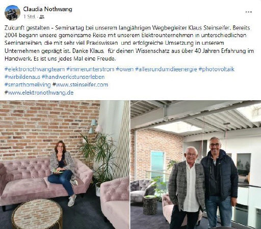 Claudia Nothwang zum Seminar mit Klaus Steinseifer und Heiko Geiger in der Steinseifer-Akademie
